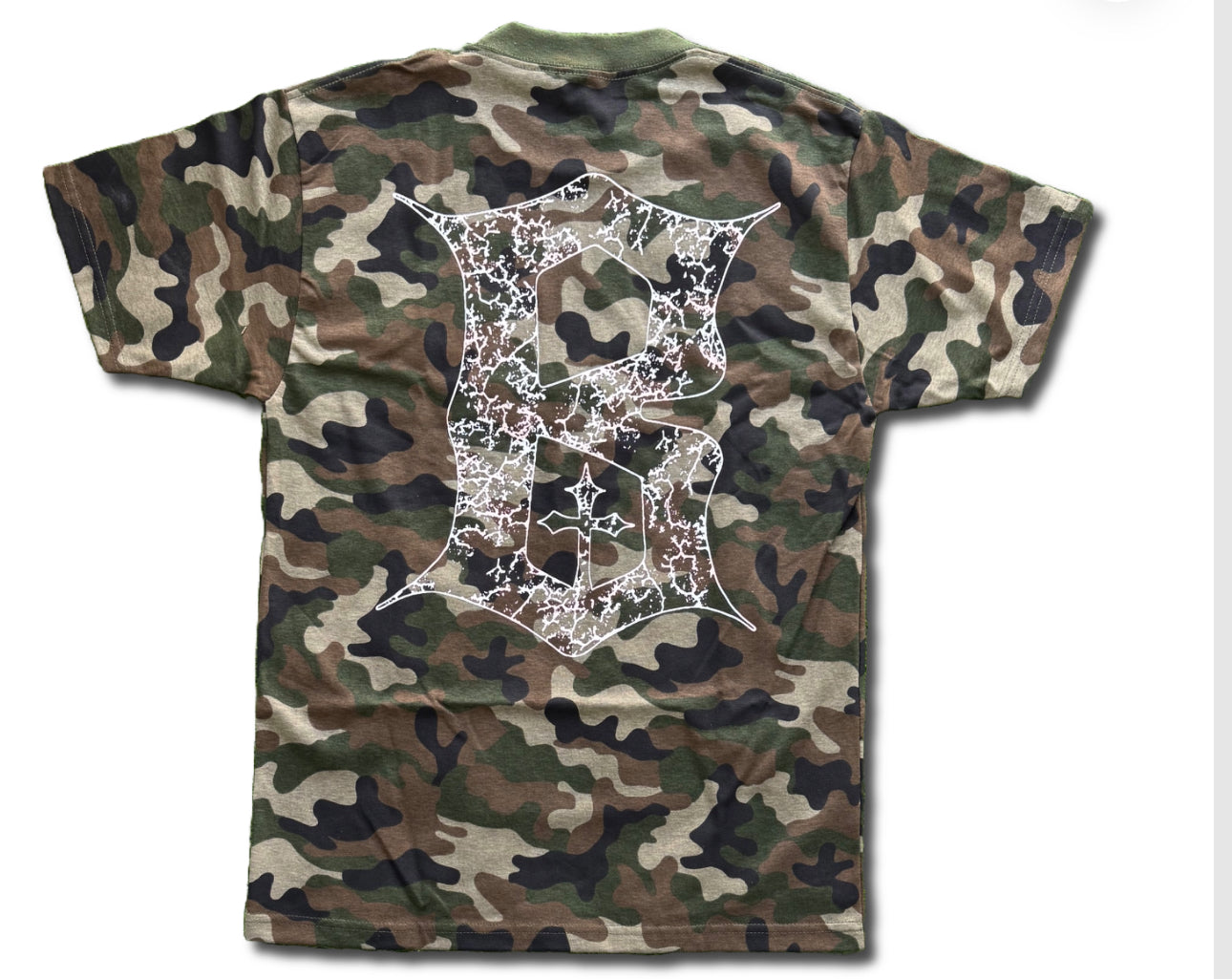 8lessed Green Camo Logo Tee